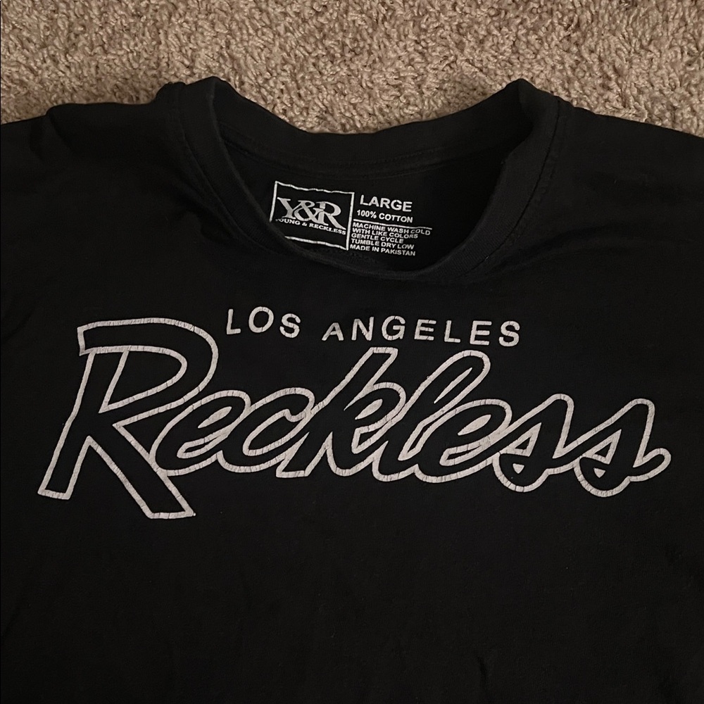 Black Los Angeles Reckless T-Shirt LONG SLEEVE LARGE